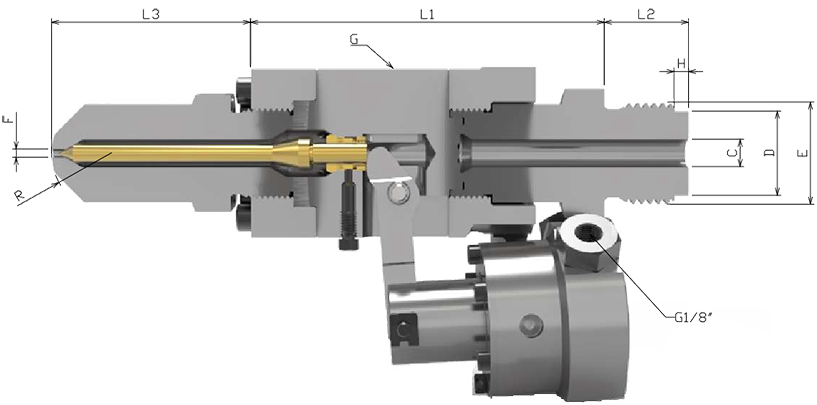 Needle type pneumatic shut-off nozzle